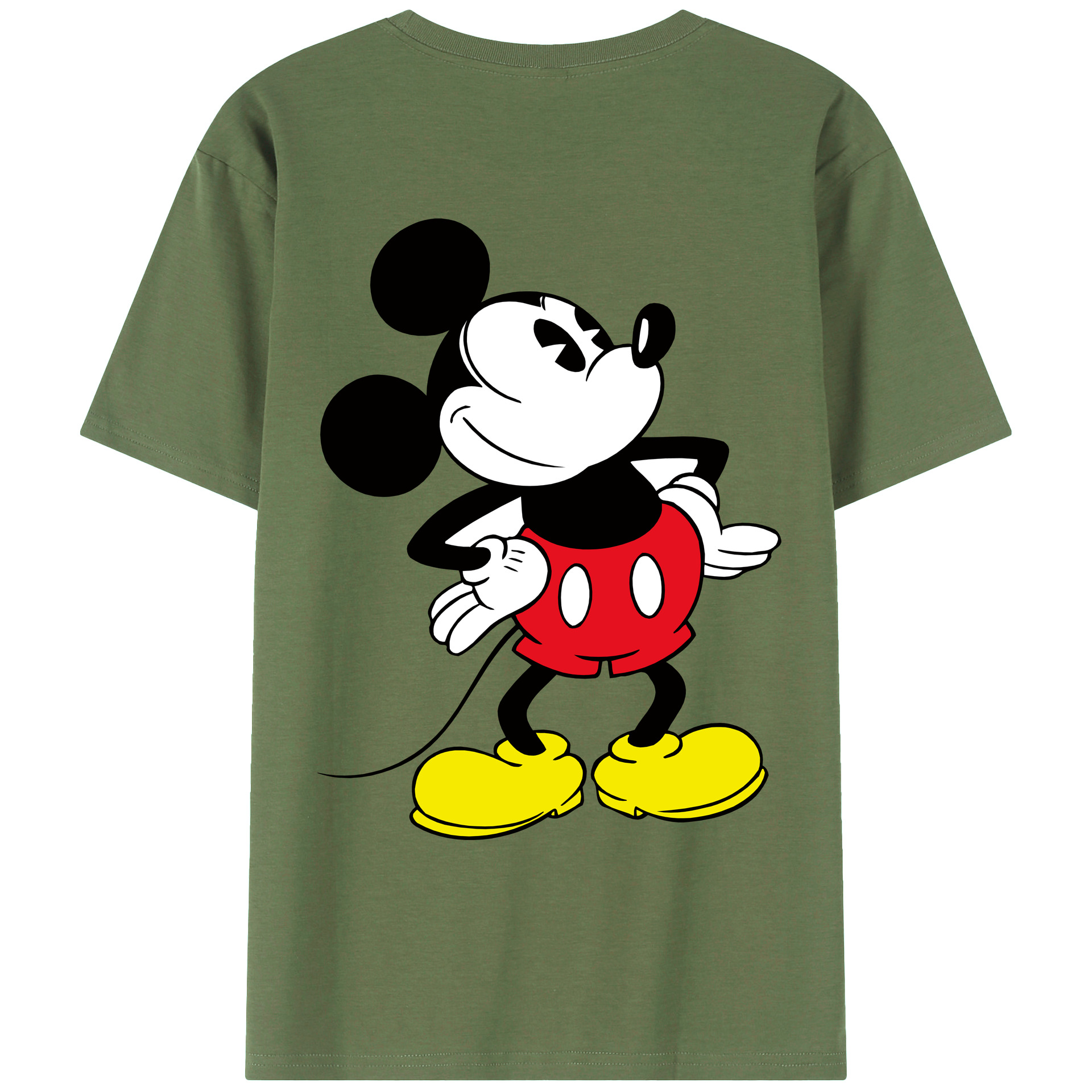 ミッキーマウス Mickey Mouse 綿100％ メンズ半袖Tシャツ（バックプリント） 通気性